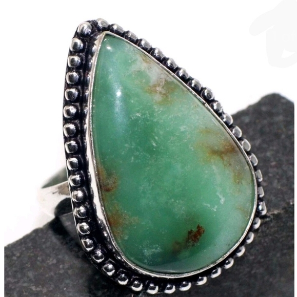 💚Genuine Chrysoprase Gemstone Ring - Picture 3 of 4